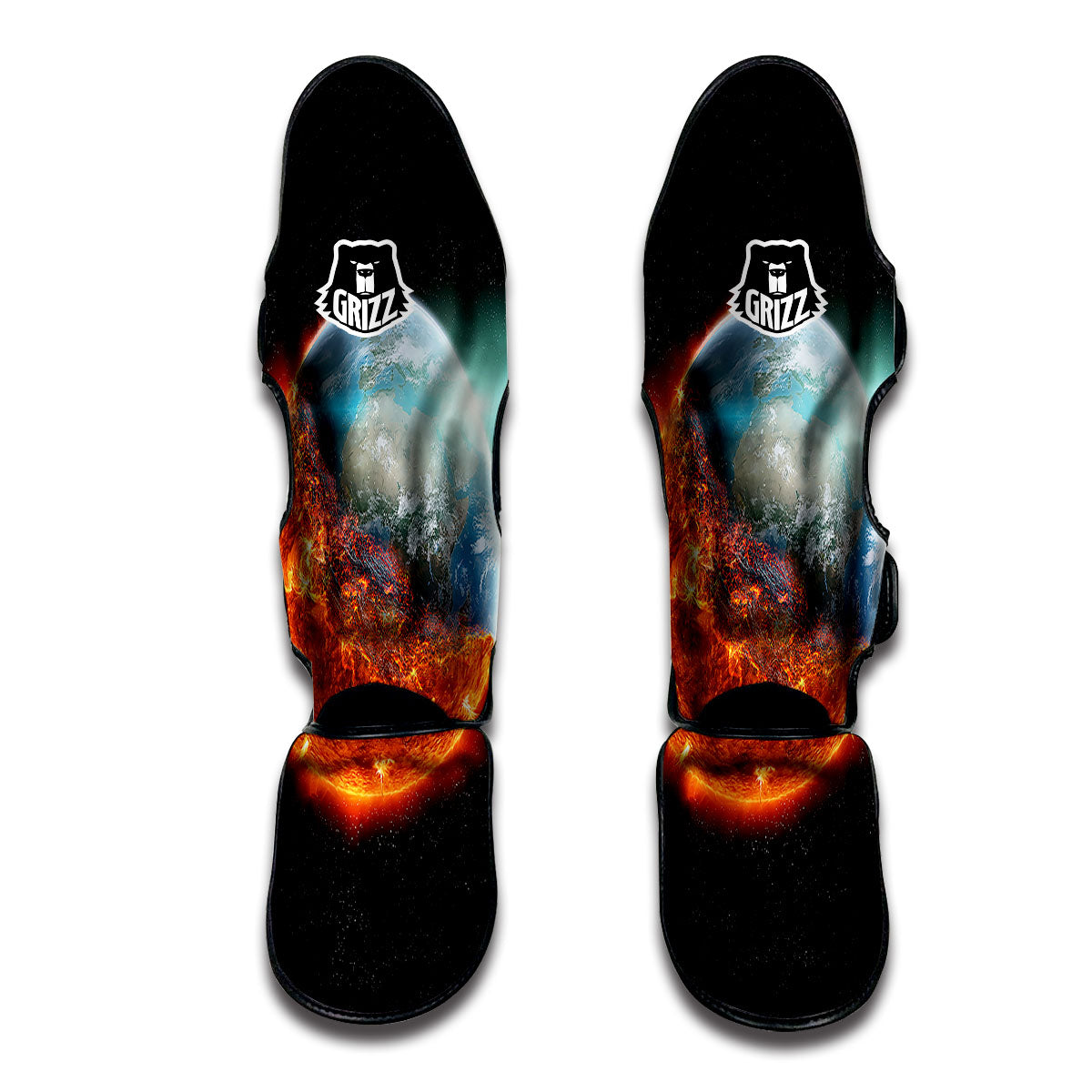 Burning Planet Print Muay Thai Shin Guards-grizzshop