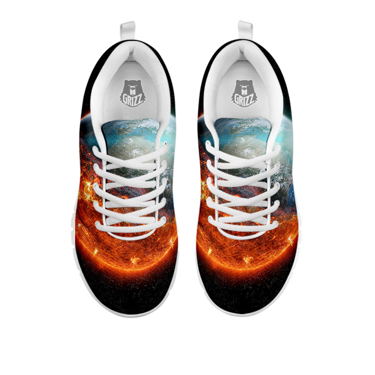 Burning Planet Print White Sneaker-grizzshop