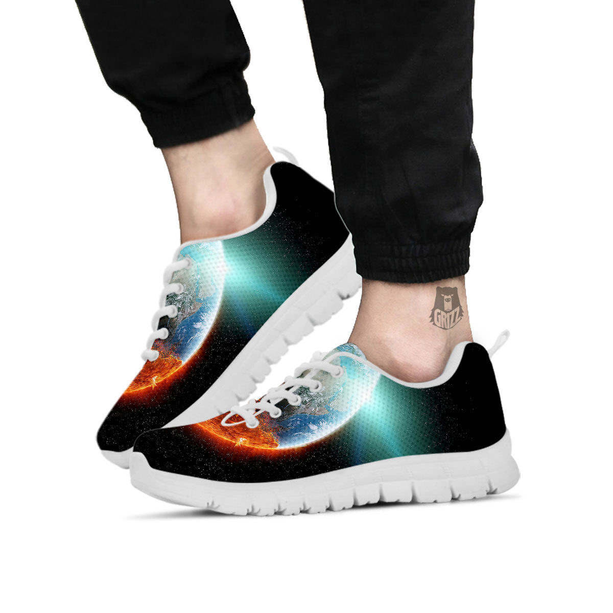 Burning Planet Print White Sneaker-grizzshop