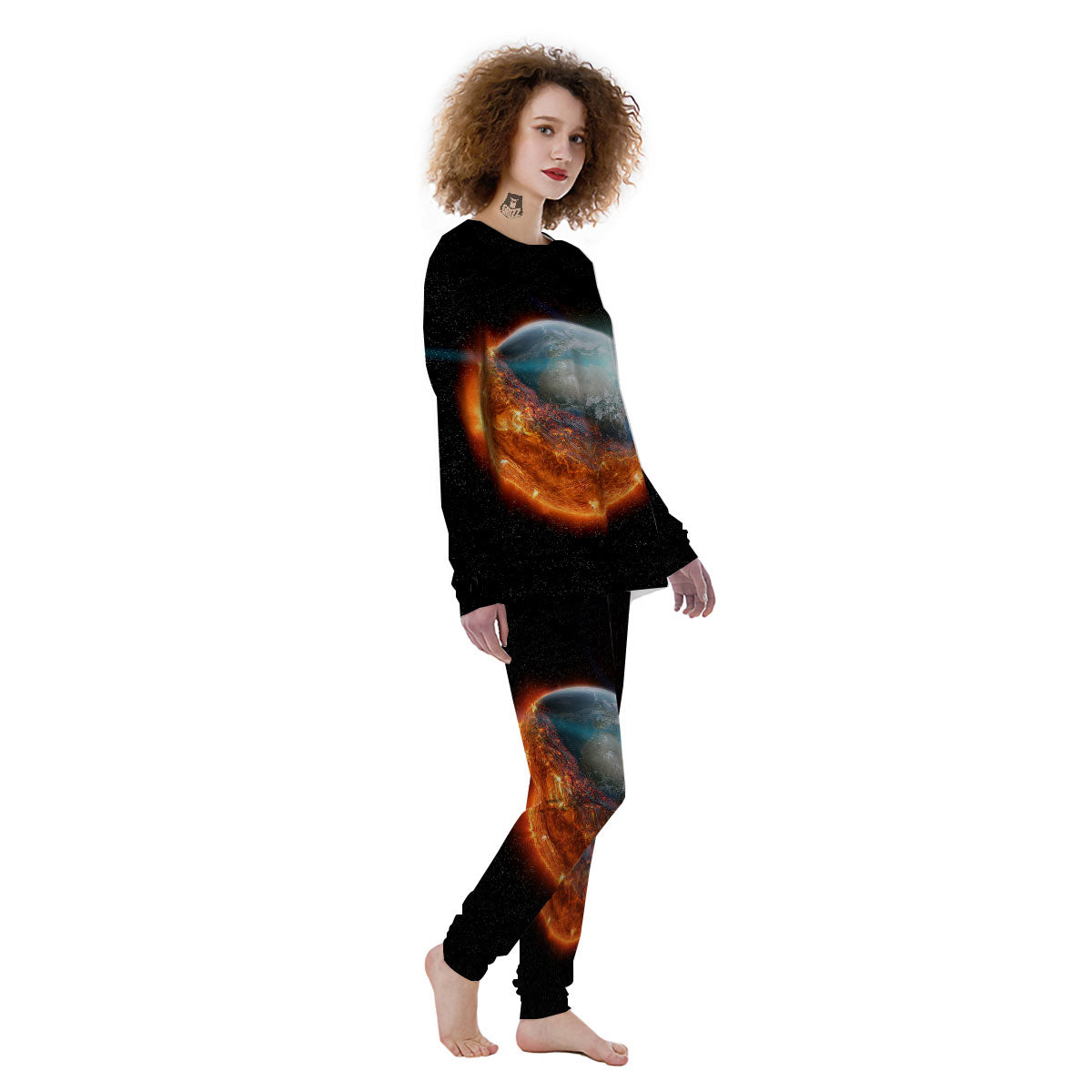 Burning Planet Print Women's Pajamas-grizzshop