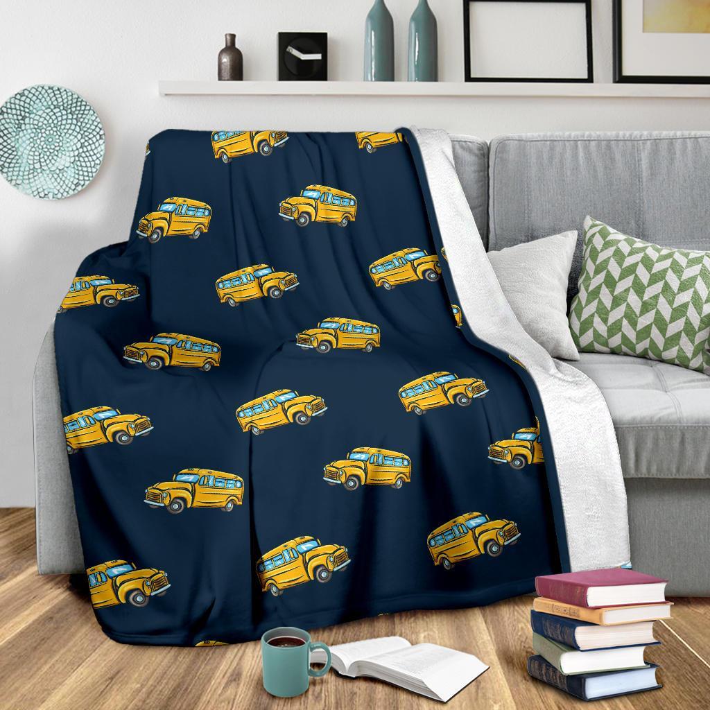 Bus School Pattern Print Blanket-grizzshop