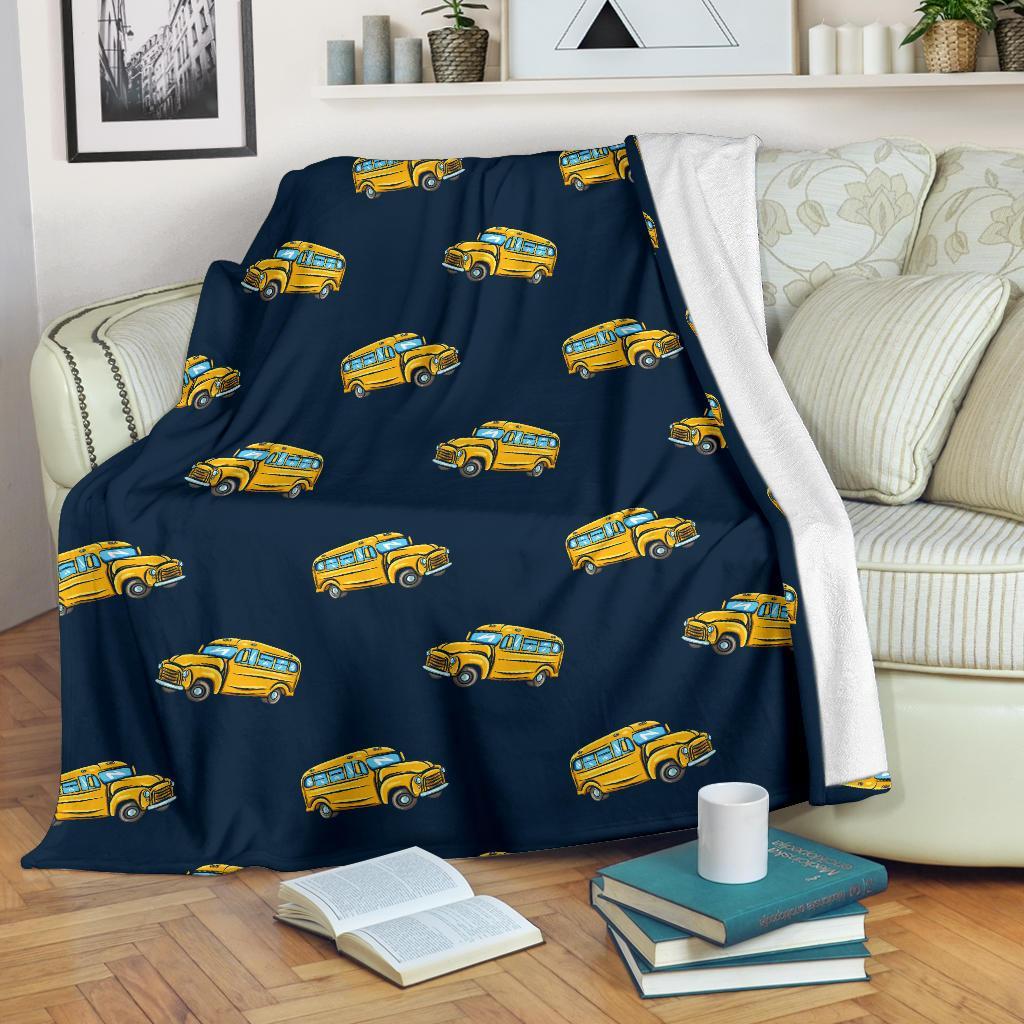 Bus School Pattern Print Blanket-grizzshop