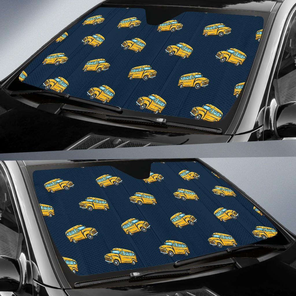 Bus School Pattern Print Car Sun Shade-grizzshop