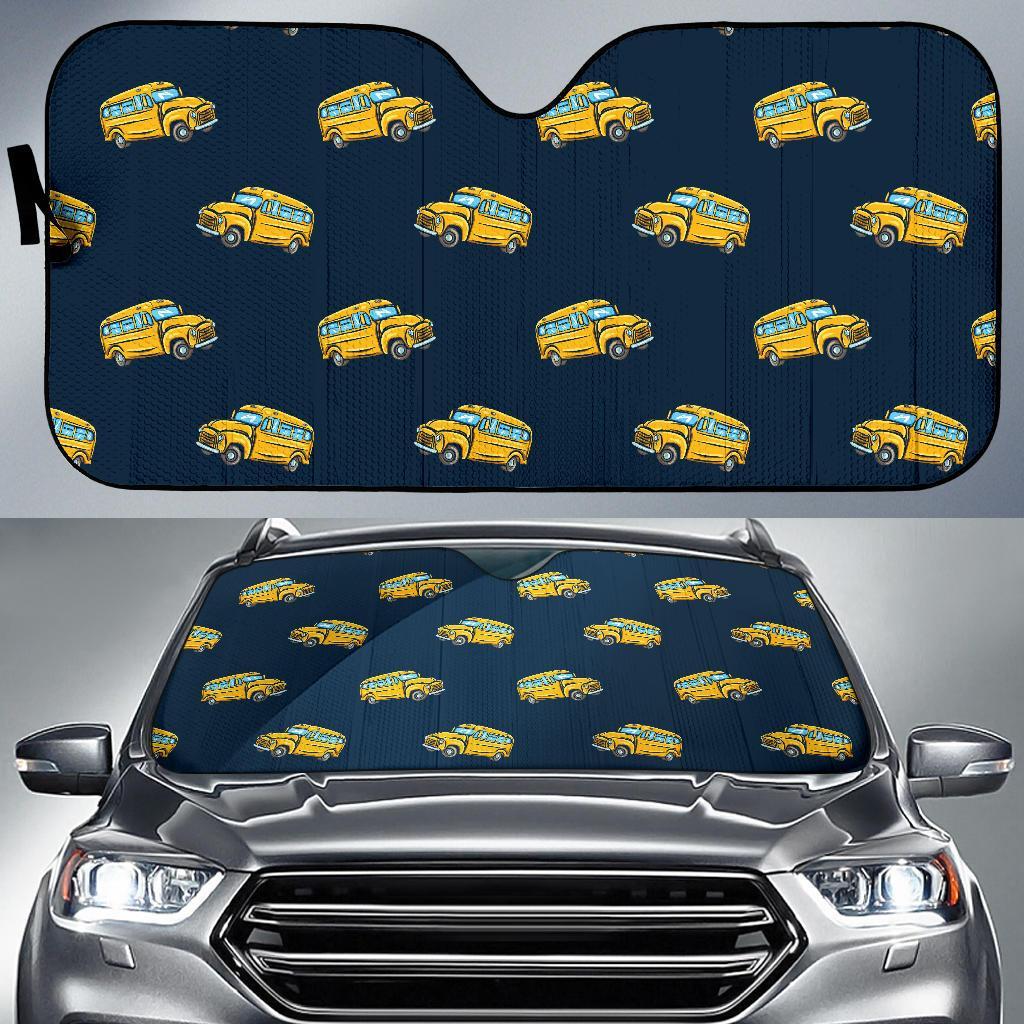 Bus School Pattern Print Car Sun Shade-grizzshop