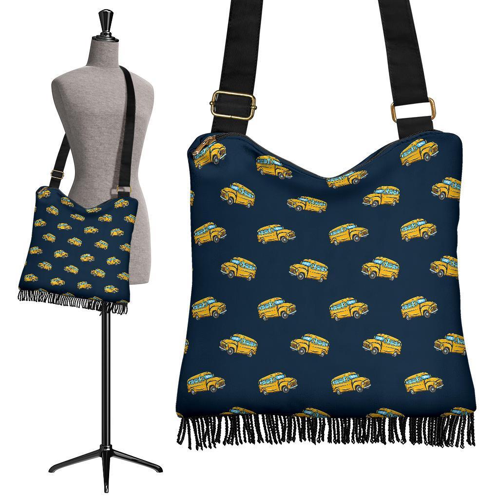 Bus School Pattern Print Crossbody Bags-grizzshop