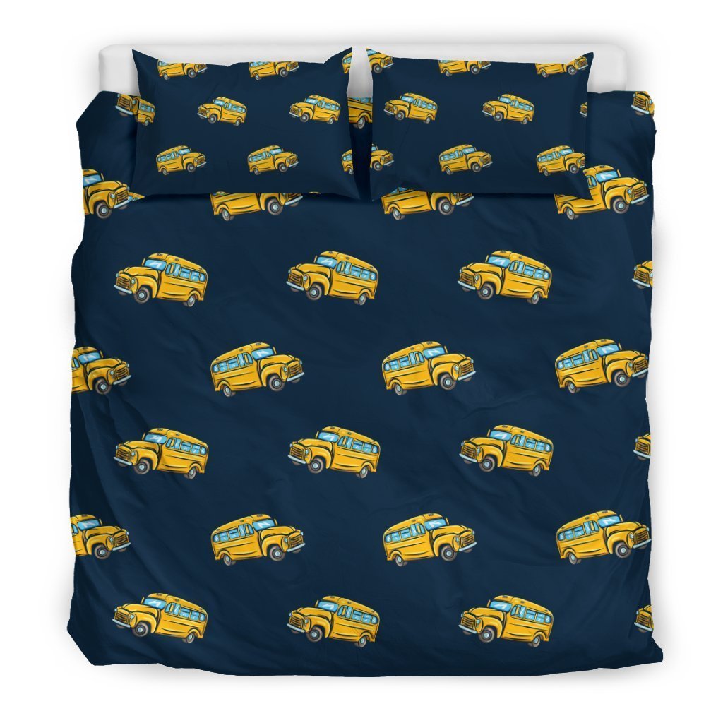 Bus School Pattern Print Duvet Cover Bedding Set-grizzshop