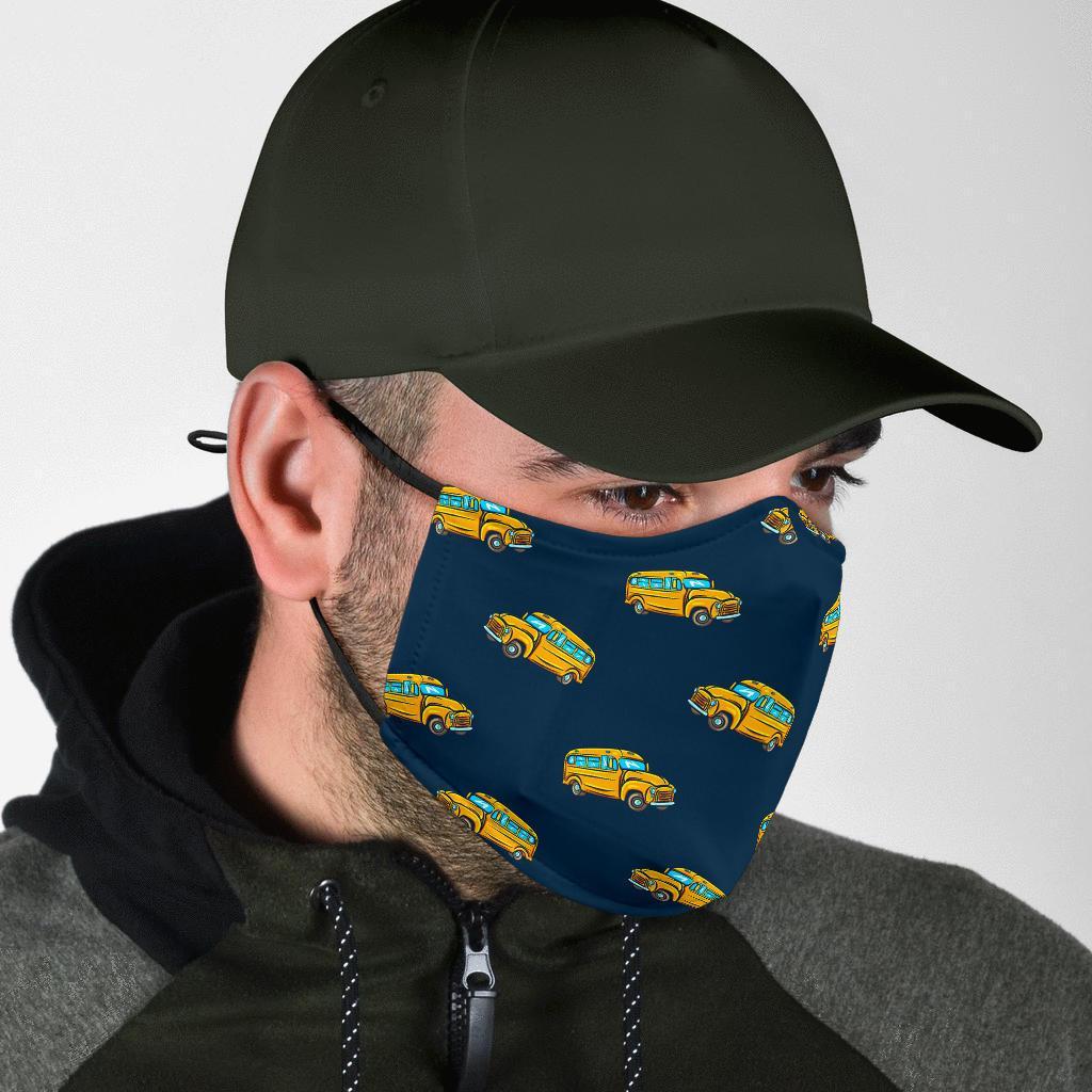 Bus School Pattern Print Face Mask-grizzshop