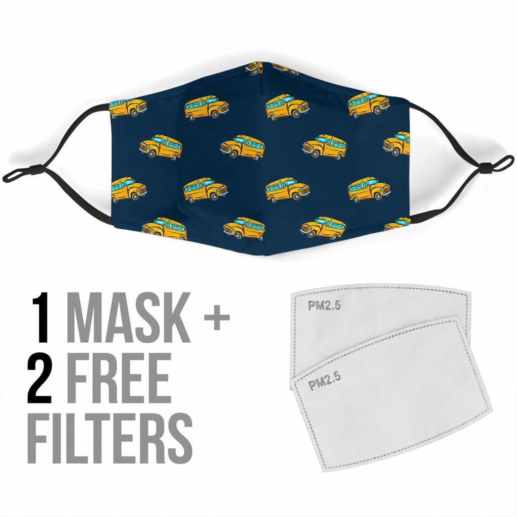 Bus School Pattern Print Face Mask-grizzshop