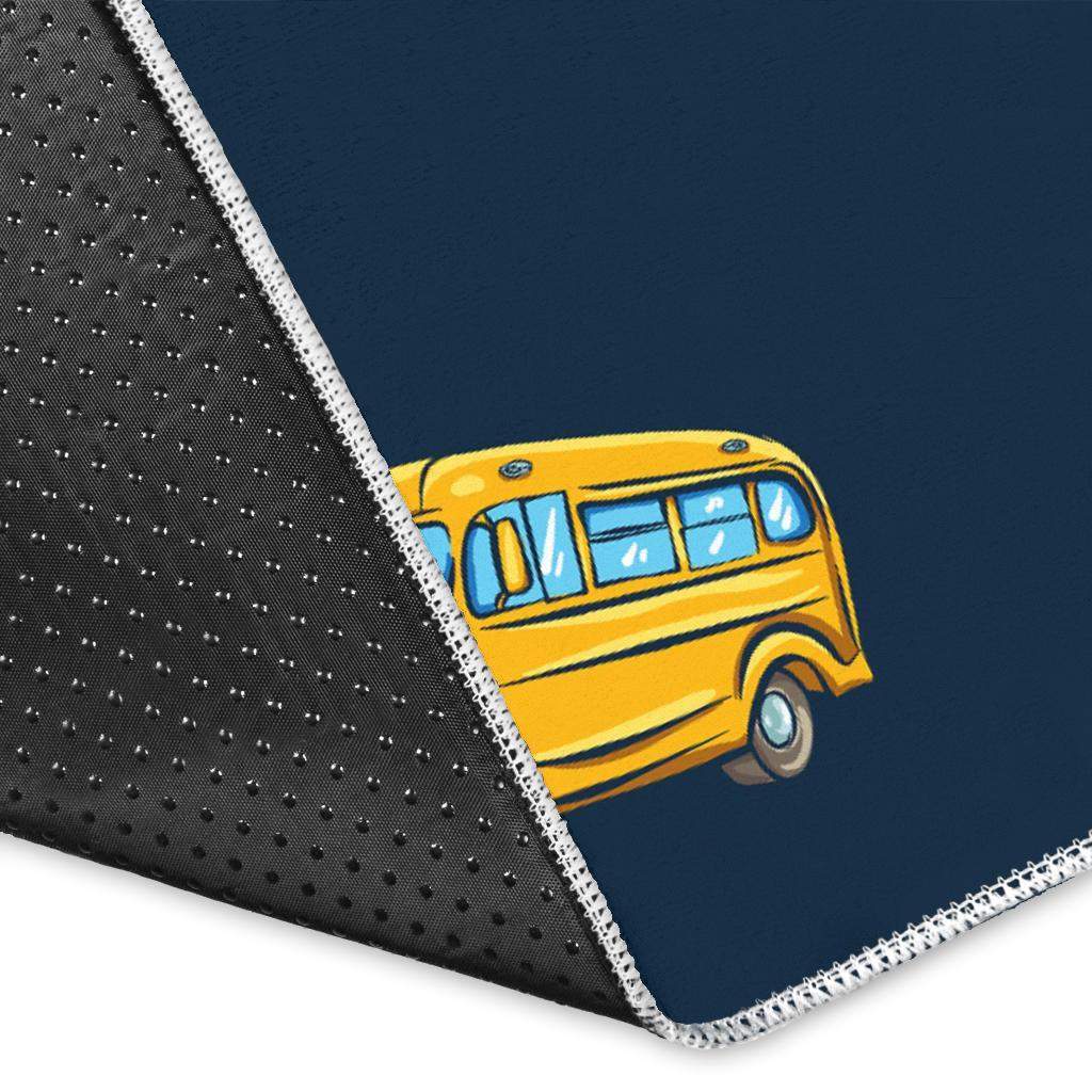 Bus School Pattern Print Floor Mat-grizzshop