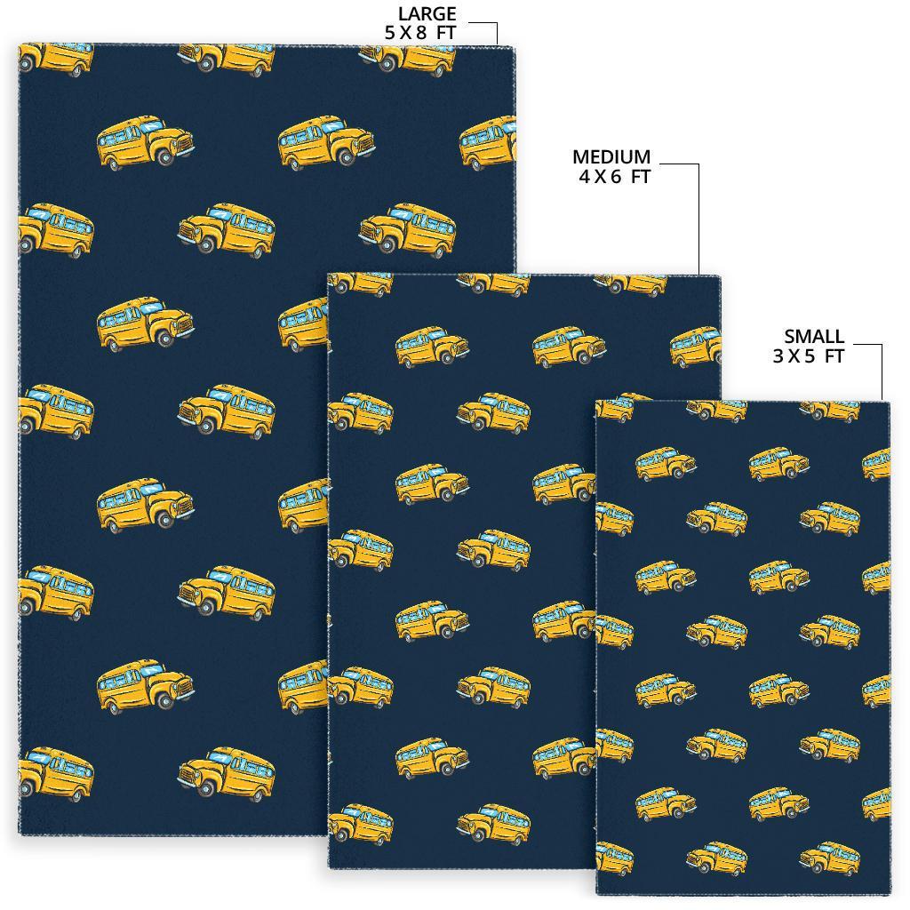 Bus School Pattern Print Floor Mat-grizzshop