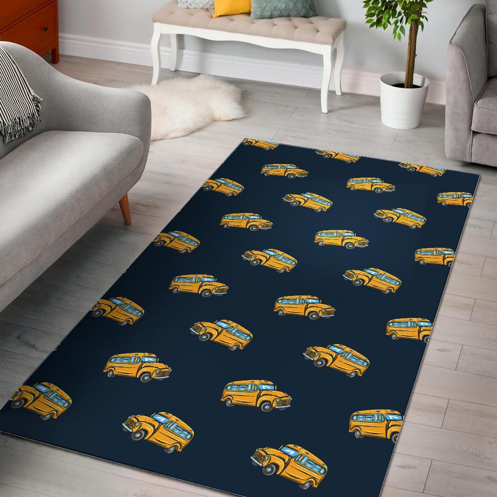 Bus School Pattern Print Floor Mat-grizzshop