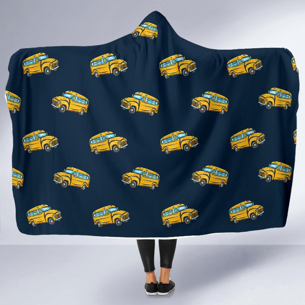 Bus School Pattern Print Hooded Blanket-grizzshop