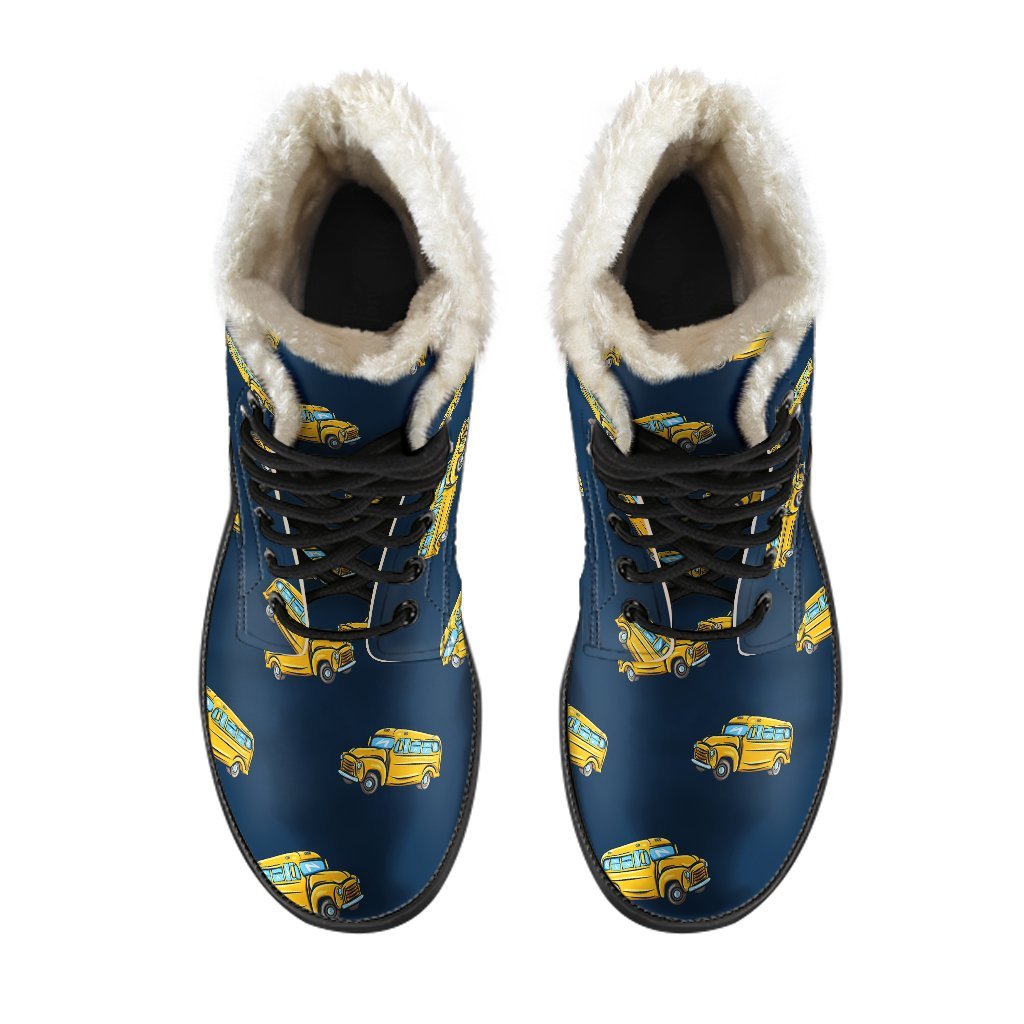 Bus School Pattern Print Comfy Winter Boots-grizzshop