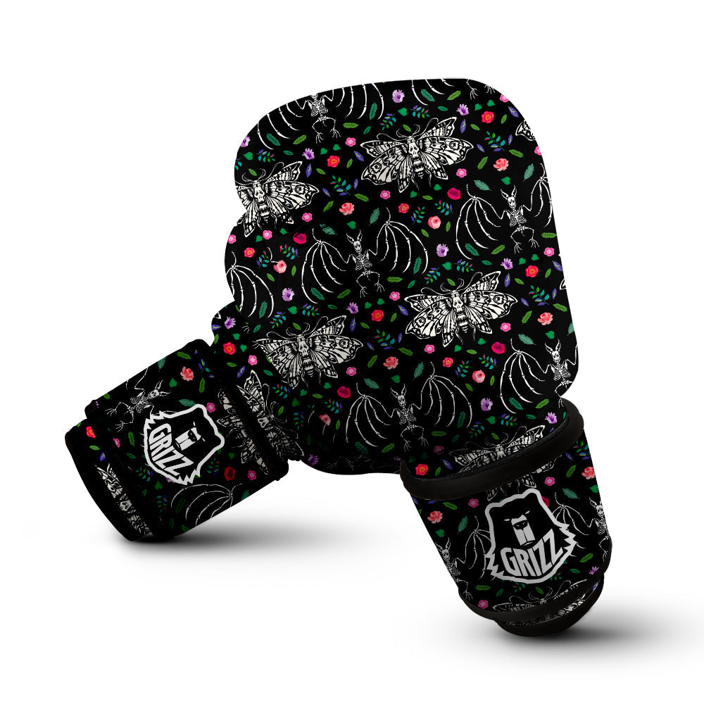 Butterflies And Skeletons of Bats Print Pattern Boxing Gloves-grizzshop