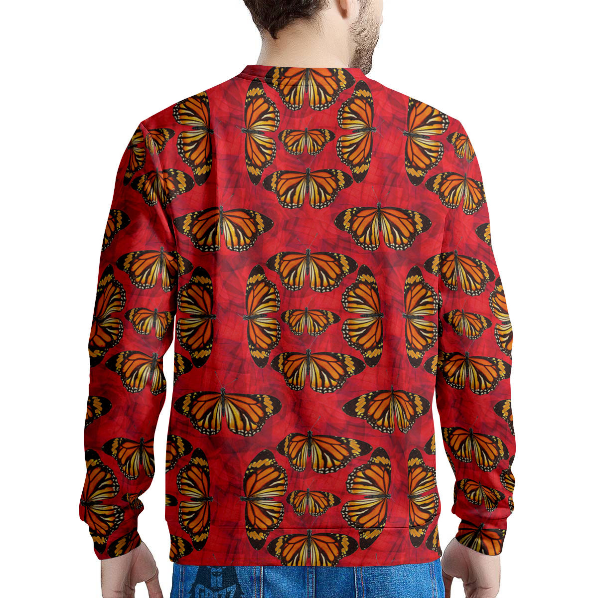 Butterflies Monarch Orange Print Pattern Men's Sweatshirt-grizzshop