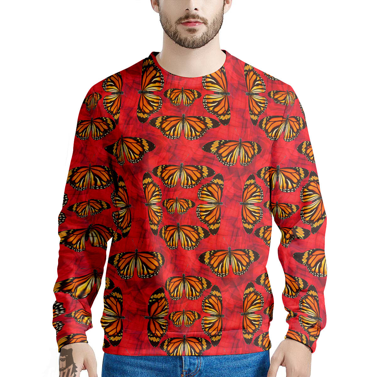 Butterflies Monarch Orange Print Pattern Men's Sweatshirt-grizzshop