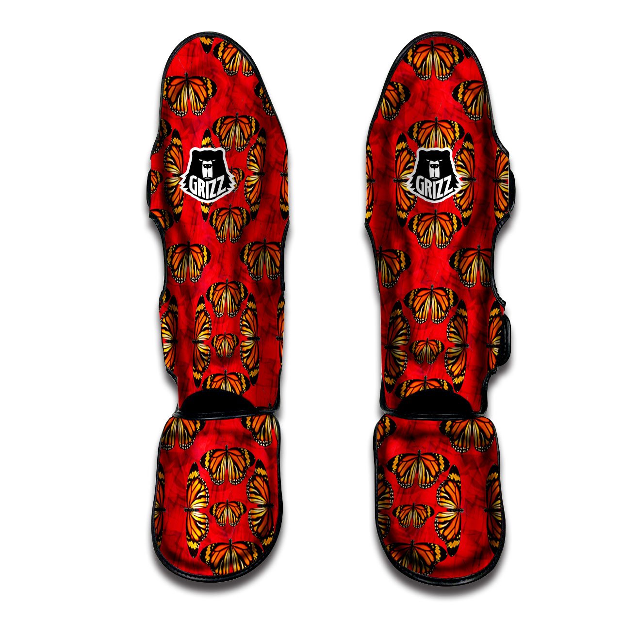 Butterflies Monarch Orange Print Pattern Muay Thai Shin Guards-grizzshop