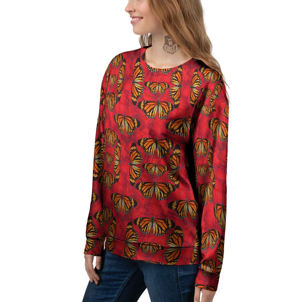 Butterflies Monarch Orange Print Pattern Women's Sweatshirt-grizzshop