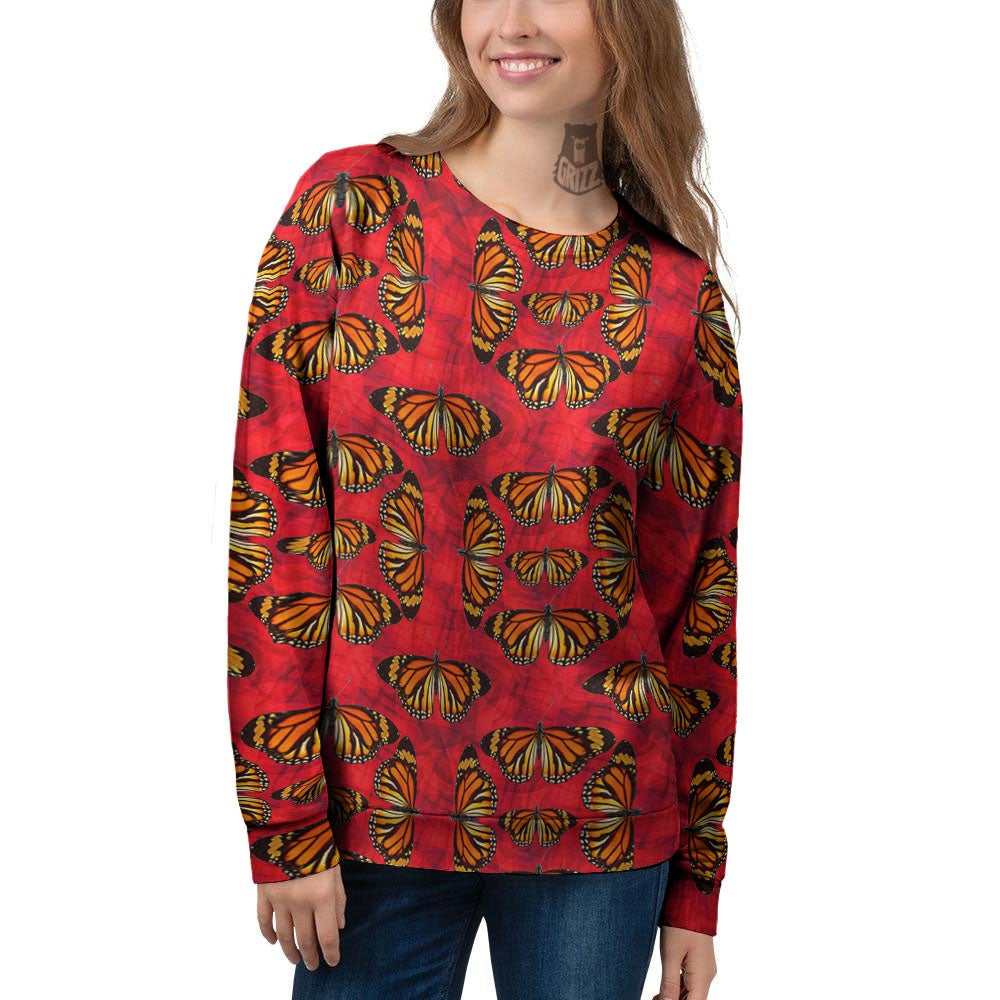 Butterflies Monarch Orange Print Pattern Women's Sweatshirt-grizzshop