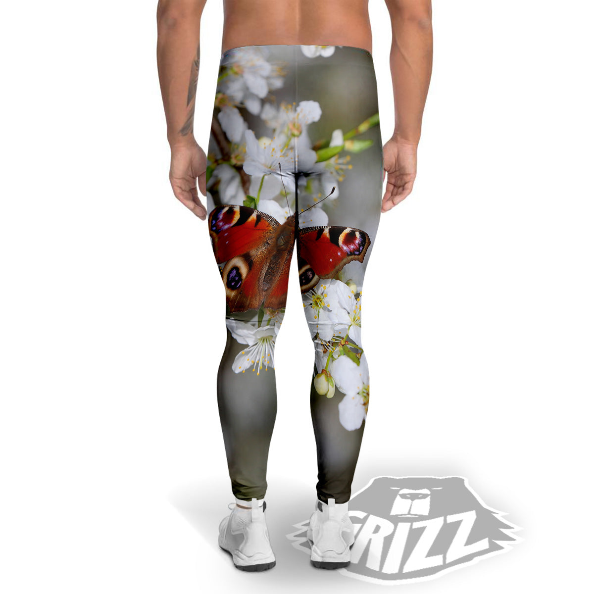 Butterfly Blossom Flower Print Men's Leggings-grizzshop