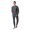 Butterfly Blue And Orange Print Men's Pajamas-grizzshop