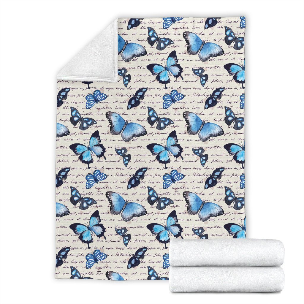 Butterfly Blue Pattern Print Blanket-grizzshop