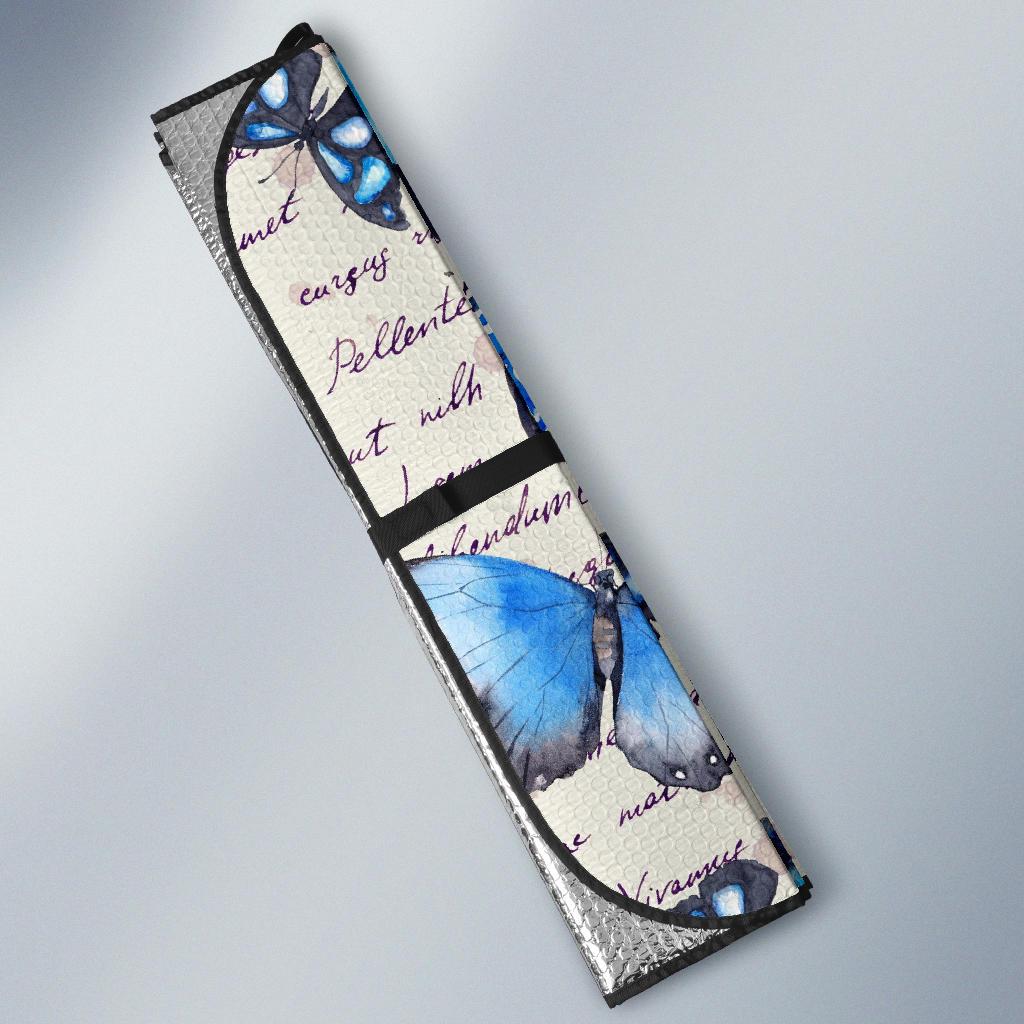 Butterfly Blue Pattern Print Car Sun Shade-grizzshop