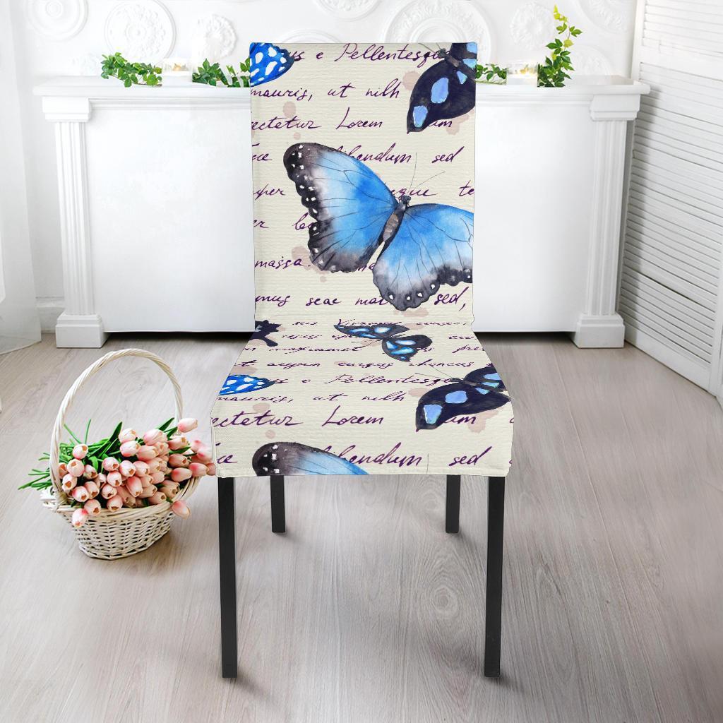 Butterfly Blue Pattern Print Chair Cover-grizzshop