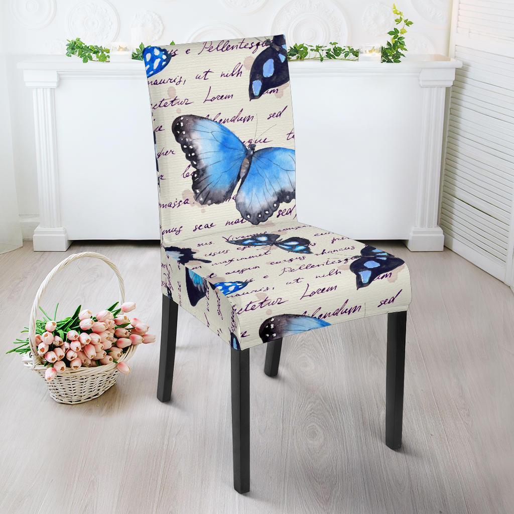 Butterfly Blue Pattern Print Chair Cover-grizzshop