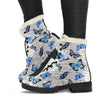 Butterfly Blue Pattern Print Comfy Winter Boots-grizzshop