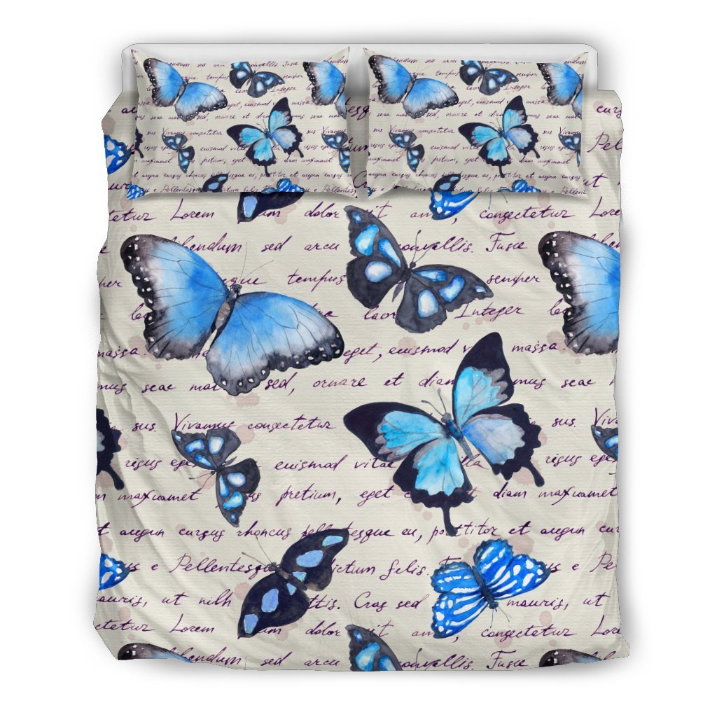 Butterfly Blue Pattern Print Duvet Cover Bedding Set-grizzshop