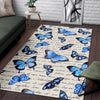 Butterfly Blue Pattern Print Floor Mat-grizzshop