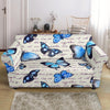 Butterfly Blue Pattern Print Loveseat Cover-grizzshop