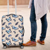 Butterfly Blue Pattern Print Luggage Cover Protector-grizzshop