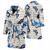 Butterfly Blue Pattern Print Men Long Robe-grizzshop