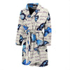 Butterfly Blue Pattern Print Men Long Robe-grizzshop