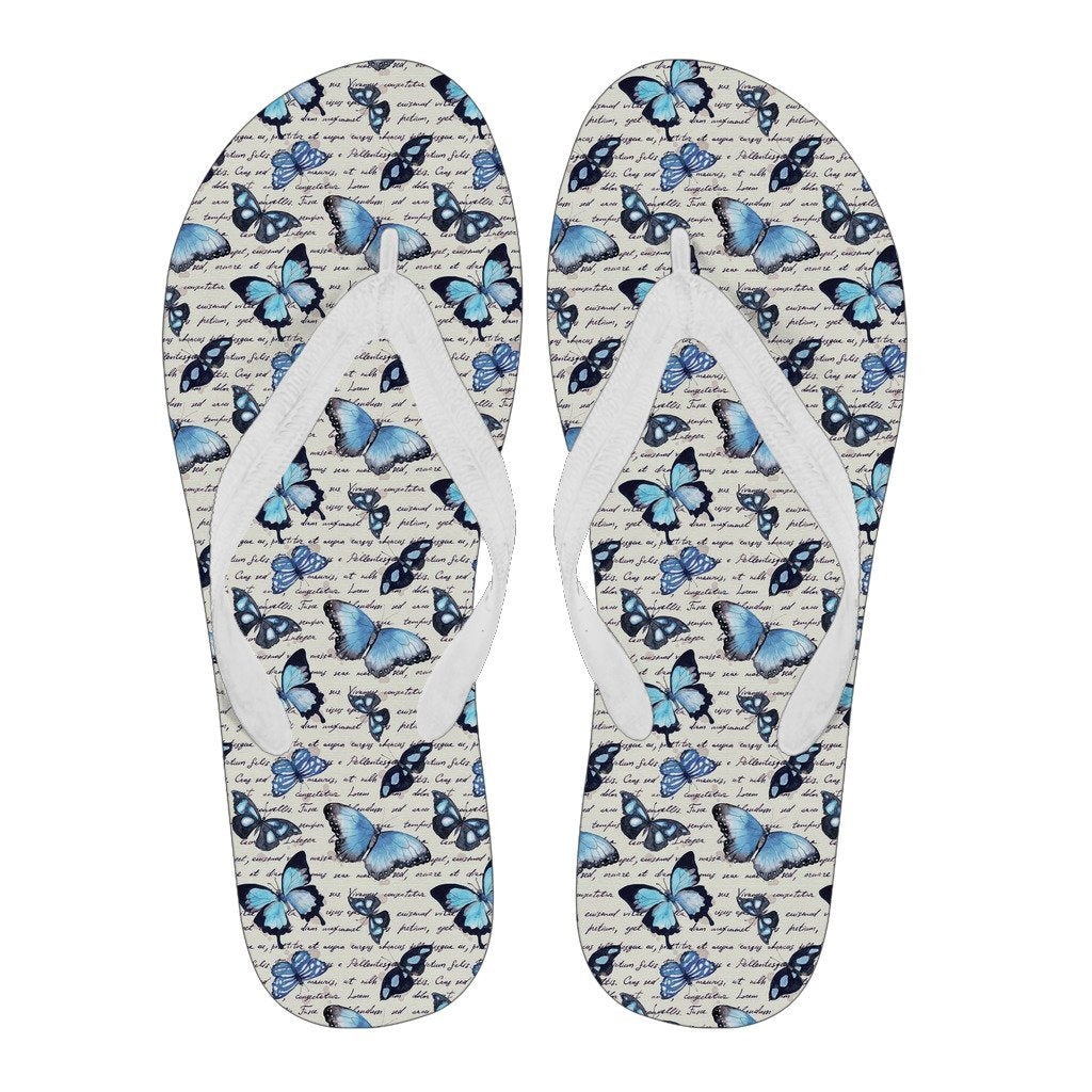 Butterfly Blue Pattern Print Men & Women Flip Flops-grizzshop