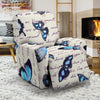 Butterfly Blue Pattern Print Recliner Cover-grizzshop