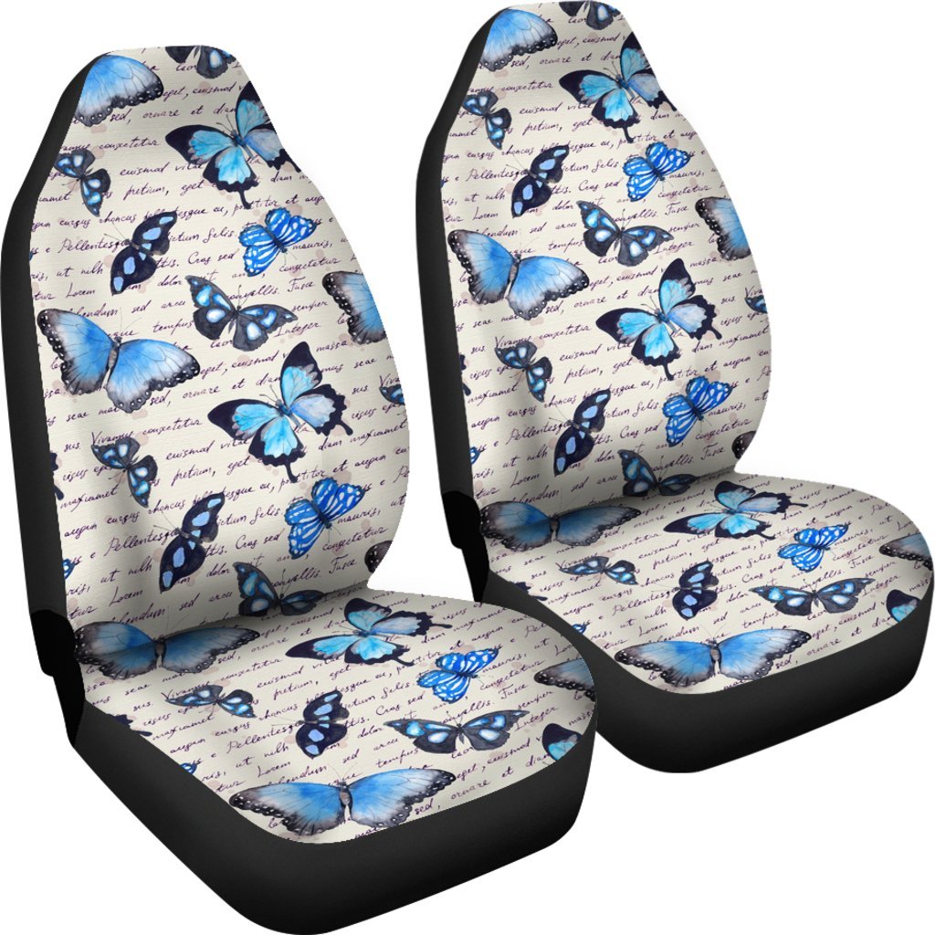 Butterfly Blue Pattern Print Universal Fit Car Seat Cover-grizzshop