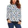 Butterfly Blue Pattern Print Women Crewneck Sweatshirt-grizzshop