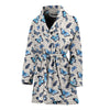 Butterfly Blue Pattern Print Women Long Robe-grizzshop