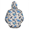 Butterfly Blue Pattern Print Women Men Pullover Hoodie-grizzshop