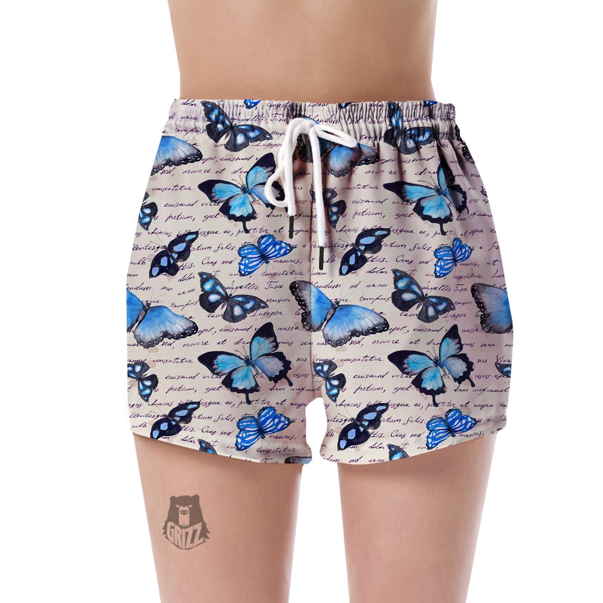 Butterfly Blue Pattern Print Women's Shorts-grizzshop