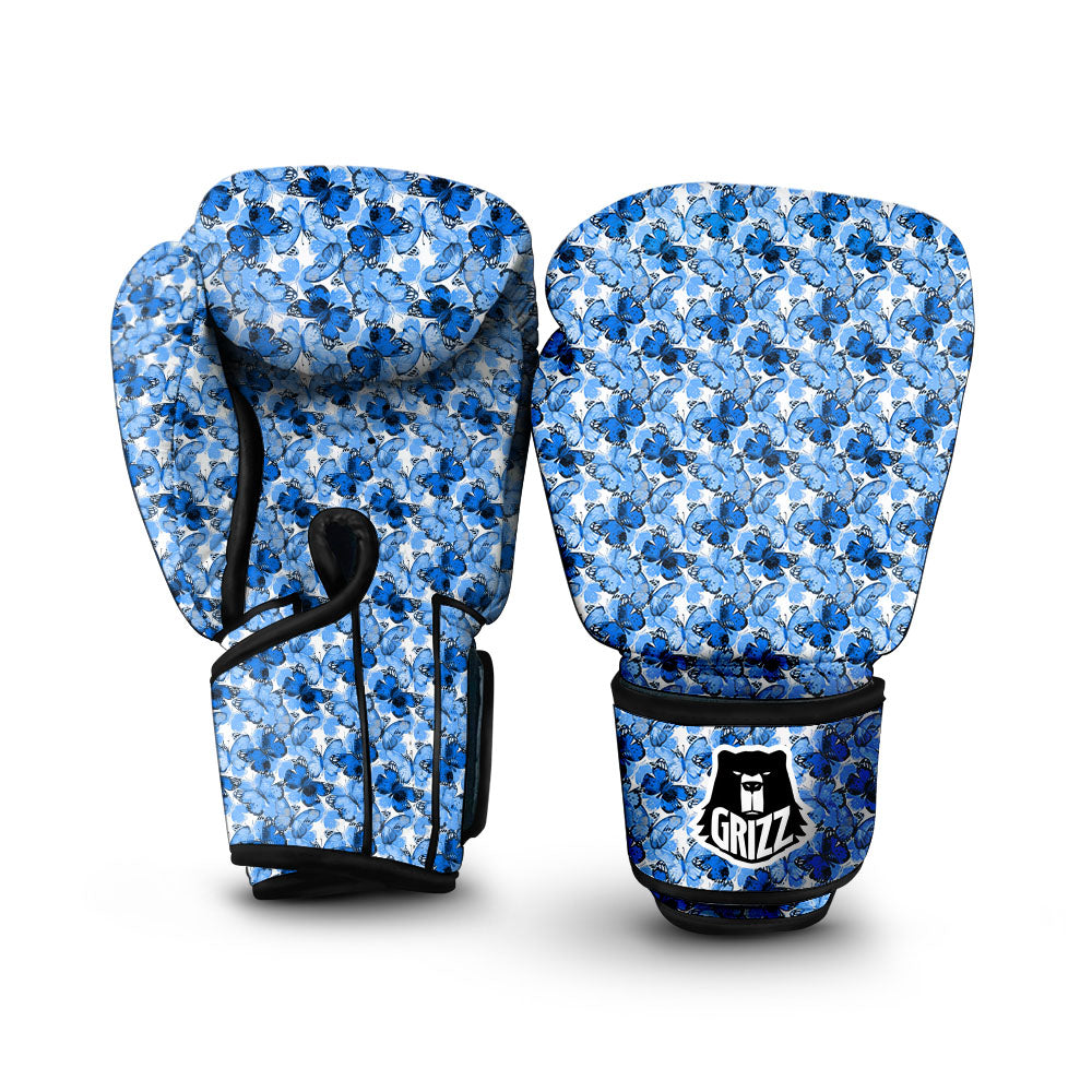 Butterfly Blue Spring Print Pattern Boxing Gloves-grizzshop