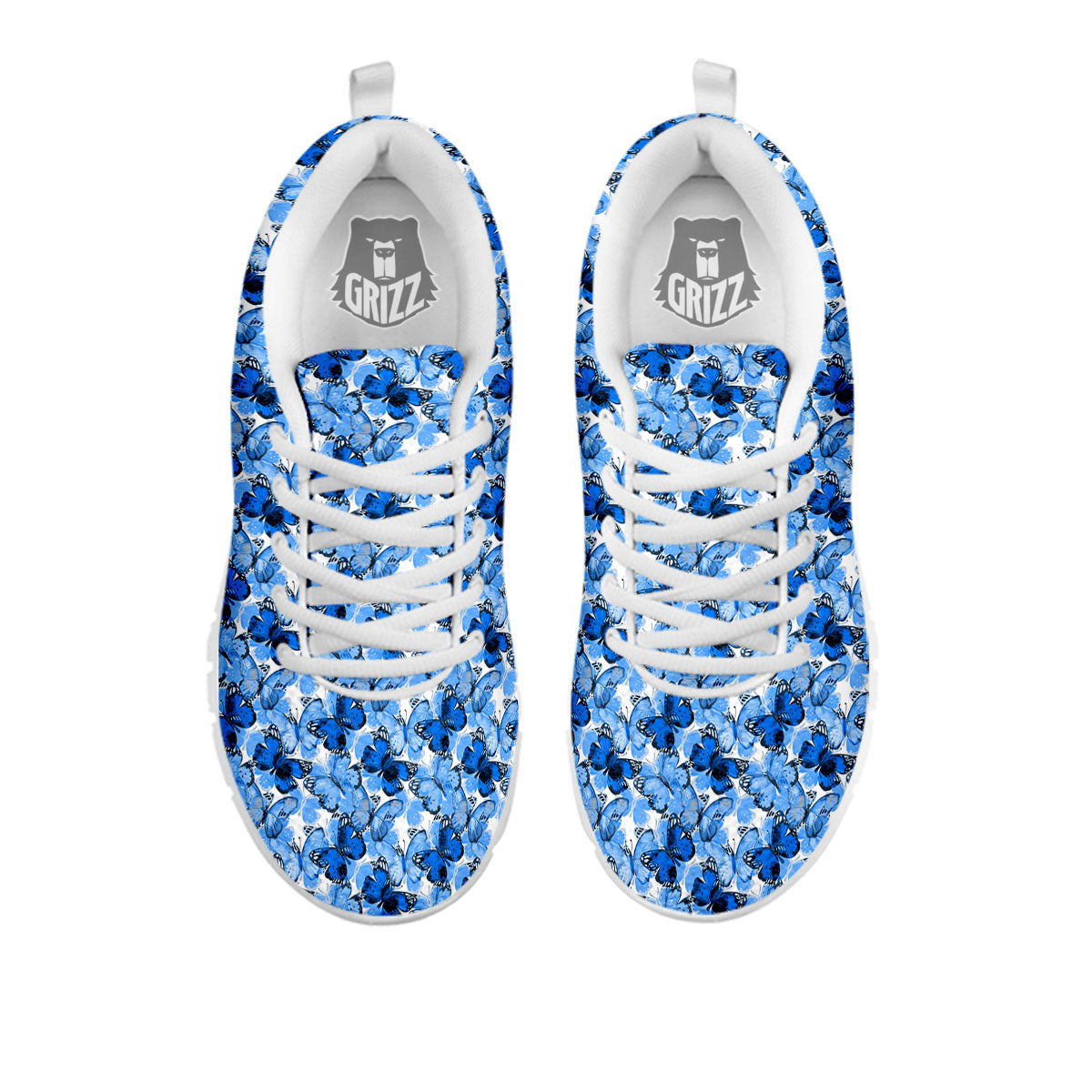 Butterfly Blue Spring Print Pattern White Sneaker-grizzshop