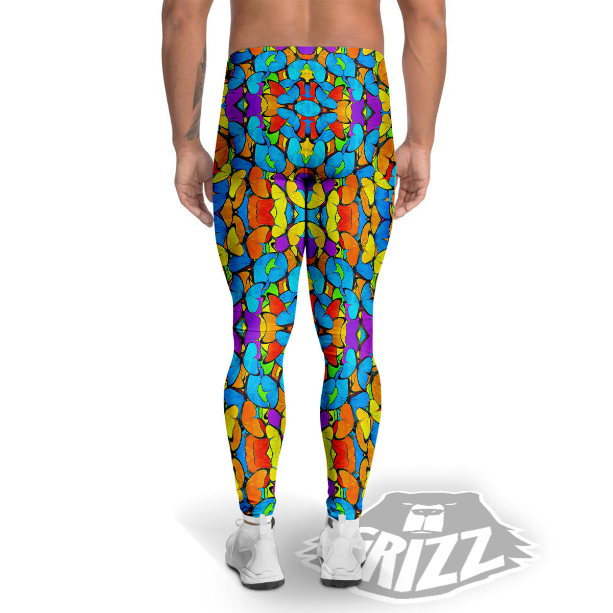 Butterfly Colorful Print Pattern Men's Leggings-grizzshop