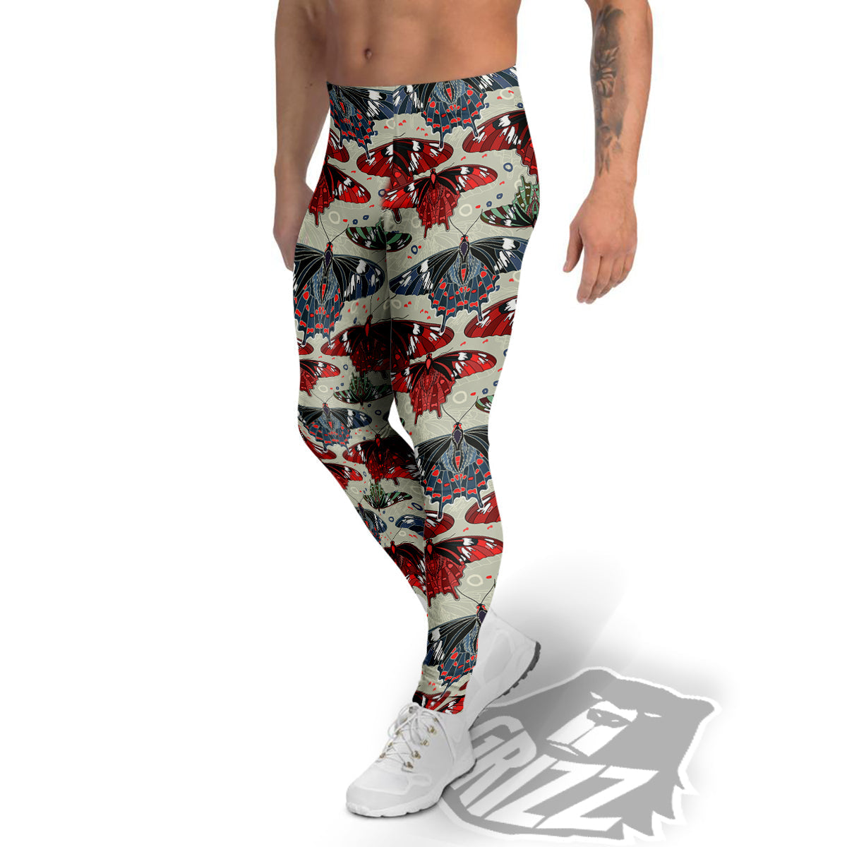 Butterfly Exotic Print Pattern Men's Leggings-grizzshop