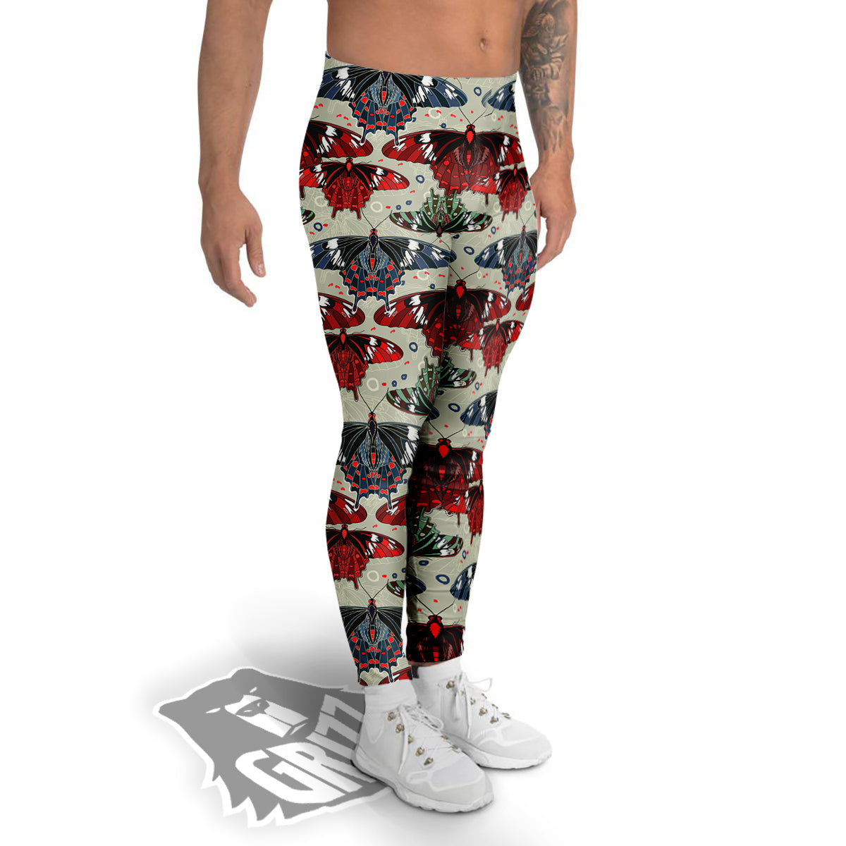 Butterfly Exotic Print Pattern Men's Leggings-grizzshop