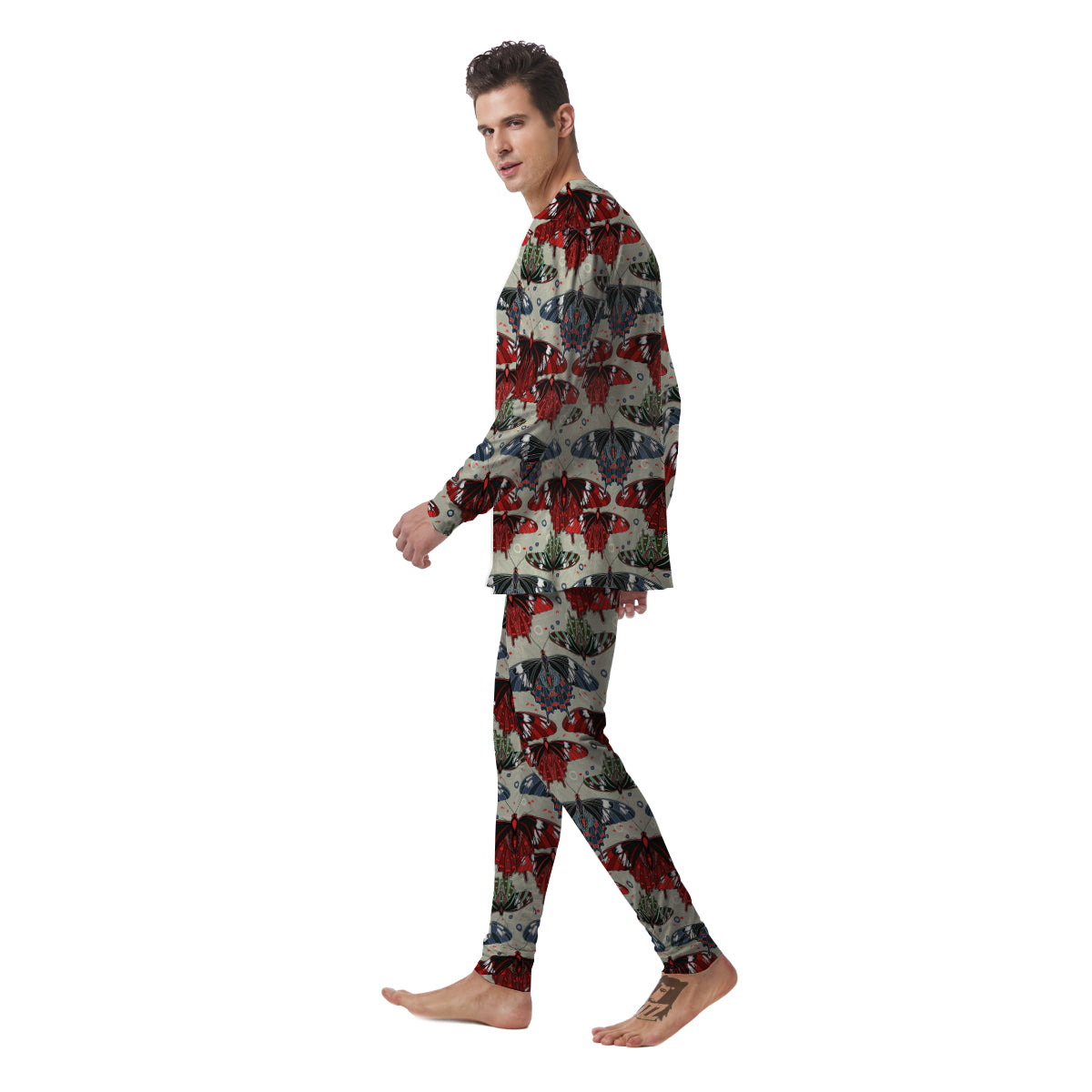 Butterfly Exotic Print Pattern Men's Pajamas-grizzshop