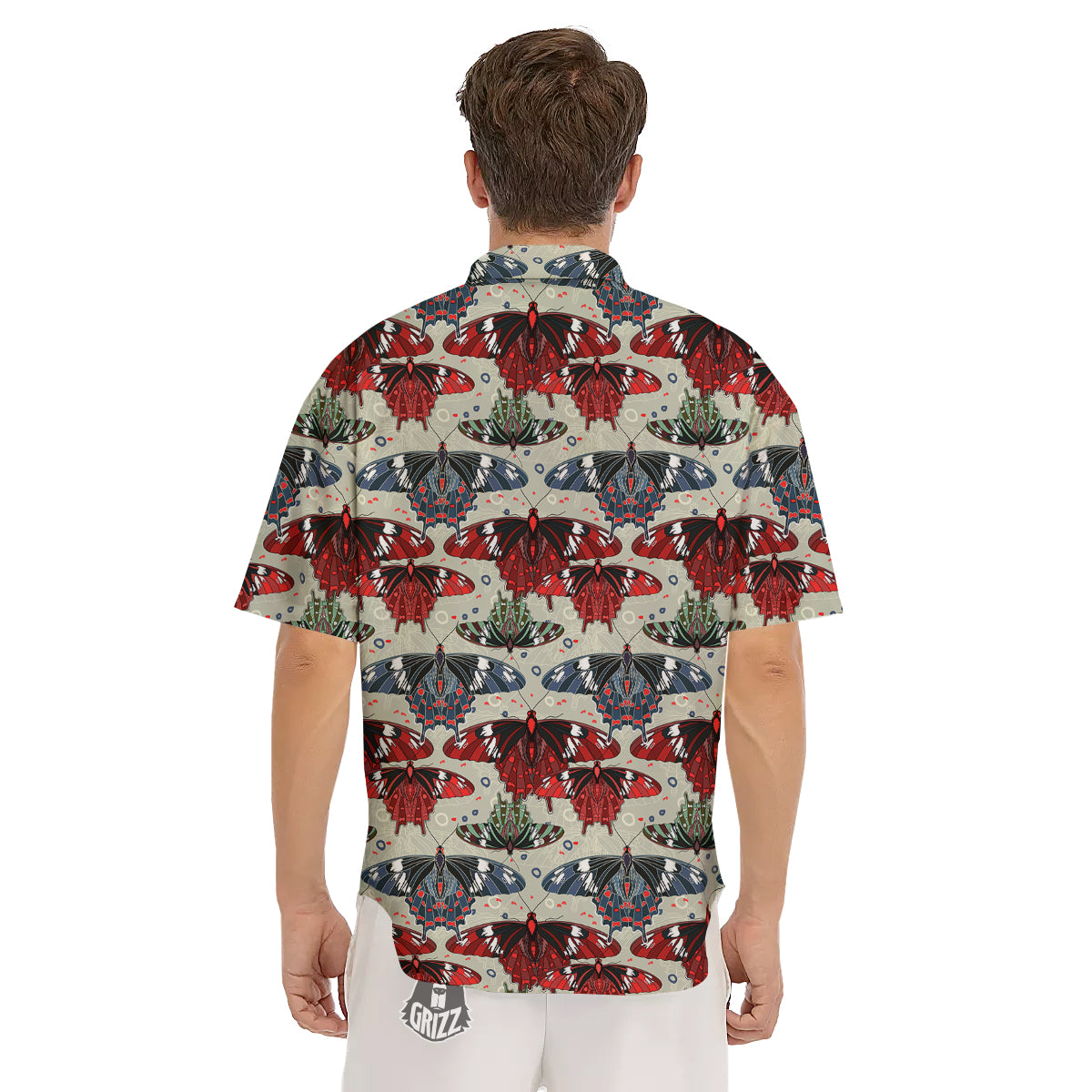 Butterfly Exotic Print Pattern Men's Short Sleeve Shirts-grizzshop